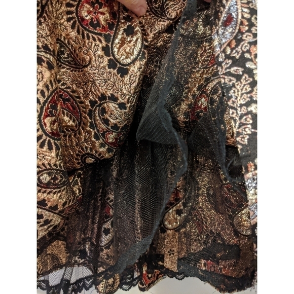 Vintage 80's Scott McClintock Velvet Dress Gold Lamé Skirt - Picture 5 of 9